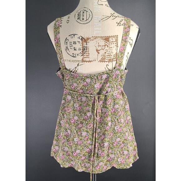 BCX Y2K ditsy floral lace ruffle trim babydoll top Sz Lg Fairy grunge whimsigoth - Picture 7 of 13